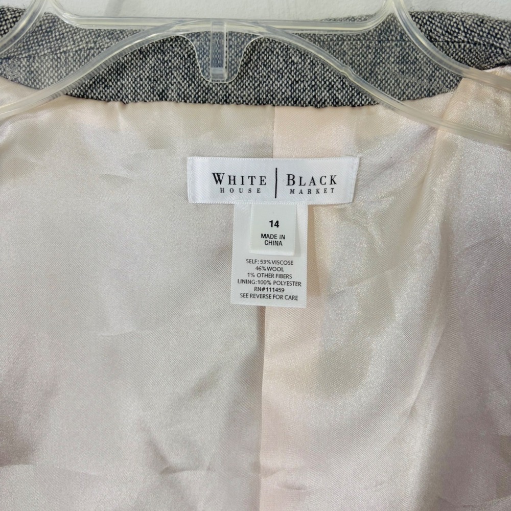 White House Black Market Gray Wool Blend Ruffle Trim Peplum Blazer Jacket 14 - Picture 7 of 9